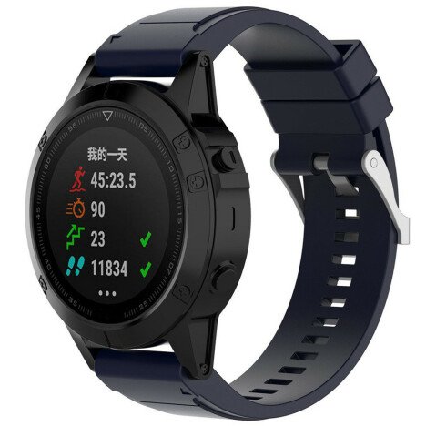 Curea ceas Smartwatch Garmin Fenix 7 / 6 / 5 Plus / 5, 22 mm Silicon iUni Dark Blue